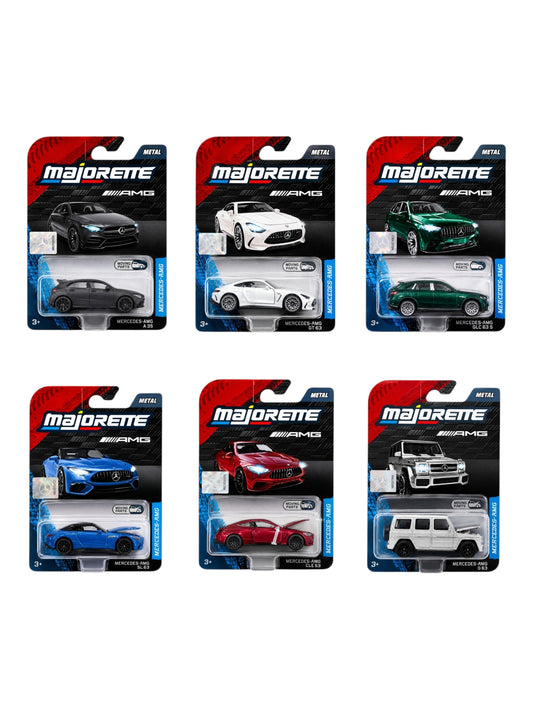 Majorette Premium Mercedes-AMG 6 Pcs Die Cast Car Set | G63, GT63, SL63, GLC63S, CLE53 & A35 | Metal Toy Cars with Opening Parts 1:64 Scale