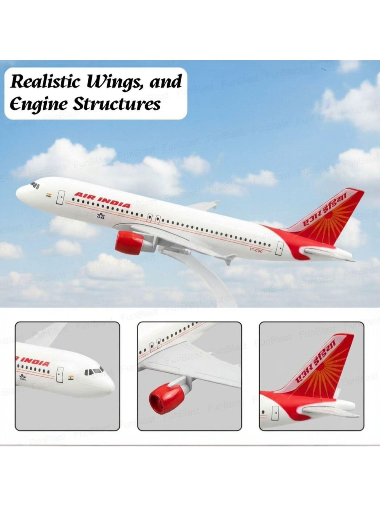 Aircraft Model Airbus A320 Air India 16 CM (Code-122)