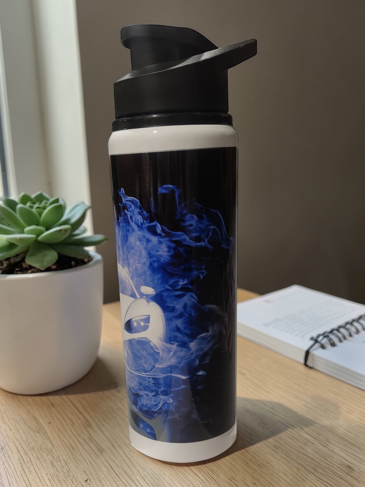 Water Bottle Racing Blue Flame Stylish & Leak proof Design