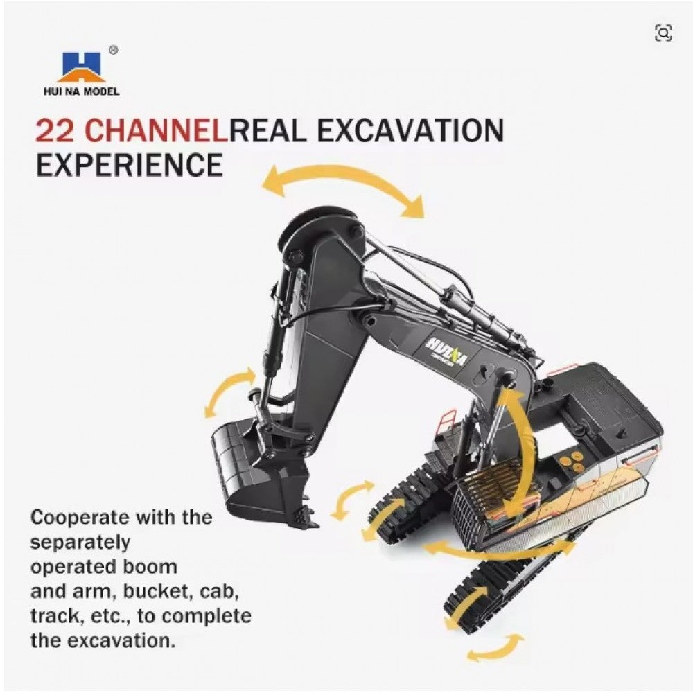 Hui Na Toys Code 1592 RC Remote Control Truck Professional Model With 28 Functions The Cab Can Rotate 680° , 25m Long Range Control 2.4GH Frequency 1:14 Scale