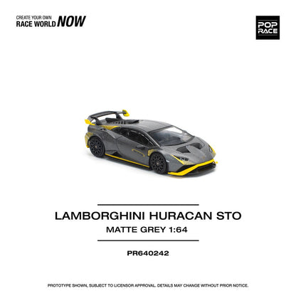 POP Race PR64-242 Lamborghini Huracan STO Matte Grey Imported 1:64 Scale