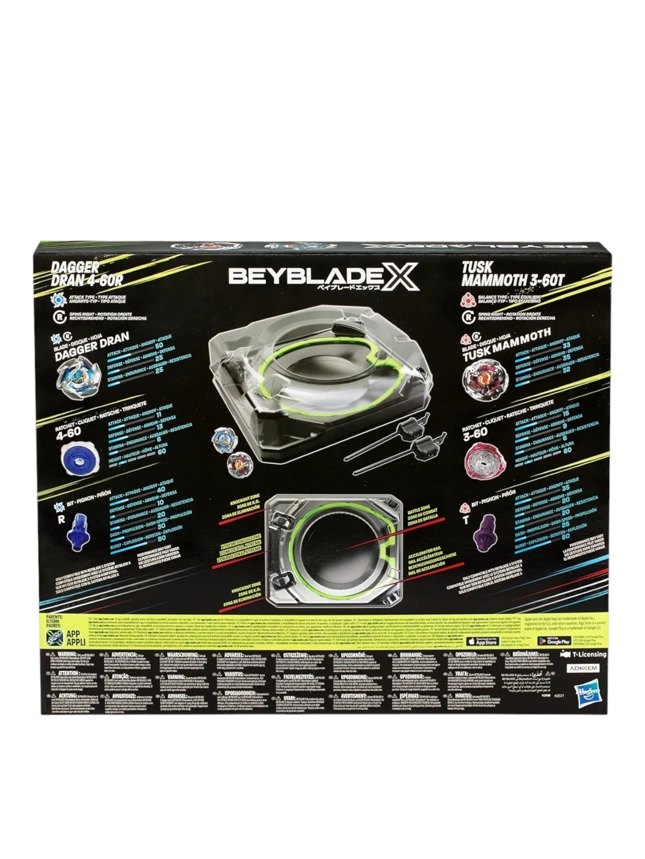 Hasbro Beyblade X Xtreme Battle Set dagger dran 4-60r / tusk mammoth 3-60t
