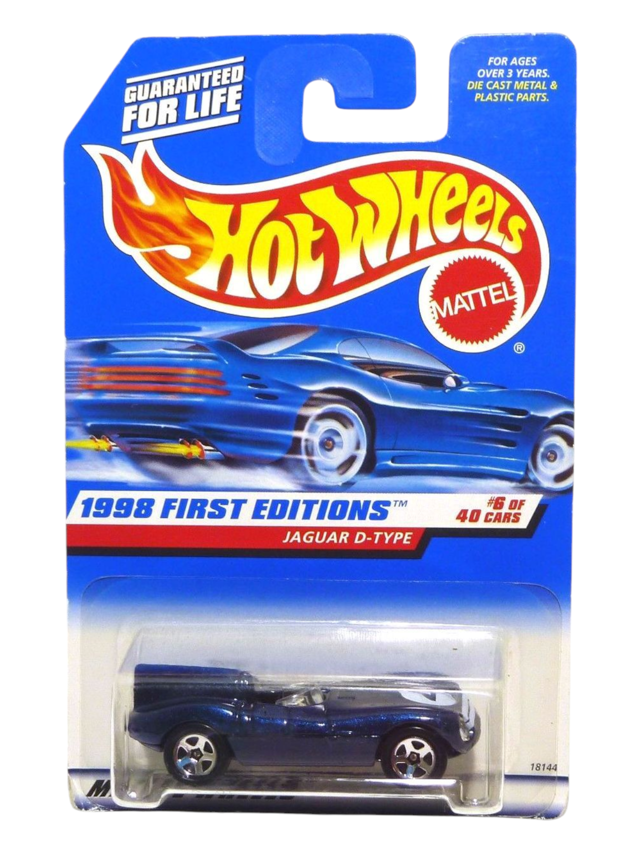 HotWheels 1998 First Editions Jaguar D-Type Imported Mainline 1:64 Scale (Blister Damaged)