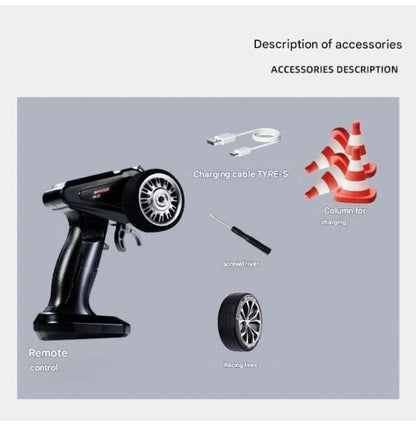 WHOOSH RC Hobby 1:43 Scale Drift Car – 25KM/H | 4WD | Gyro | Full Proportional Control | 8+