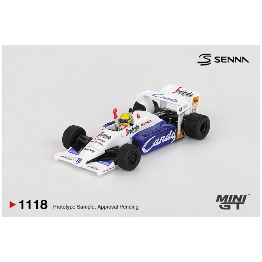 Mini GT #1118: Toleman TG184 #19 Ayrton Senna 1984 Monaco Grand Prix 2nd Place 1:64 Scale