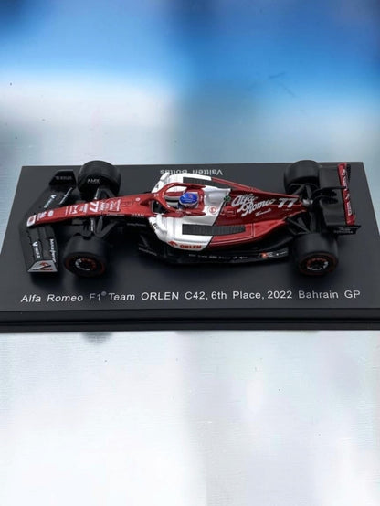 Sparky "Alfa Romeo F1 Team ORLEN C42 #77 Die-Cast Model Car – 2022 Bahrain GP 1:64 Scale