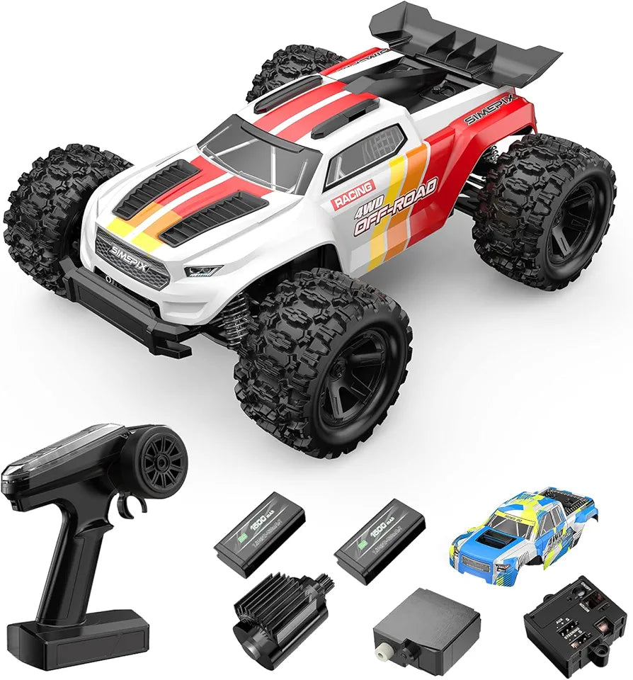 Mjx Hyper Go 18208 High Speed 4WD with 2.4 GHz Remote Control, 4X4 Waterproof Off-Road Truck with Two Rechargeable Batteries and Two car Bodies,1/18 Scale All Terrain RC Cars 35km/h