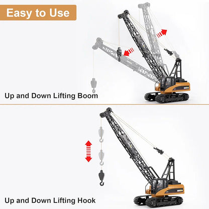 HUINA RC Engineering Crane 15 Channel Professional Crane Remote Control, 2.4GHz Frequency Simulation Action, 680° Direction , Realistic Light, Realistic Sound 1:14 Scale