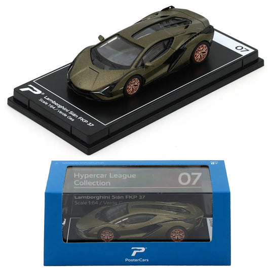 Postercars Hypercar League Collection Lamborghini Sian FKP 37 1:64 Scale  / Verde Gea (No 07)