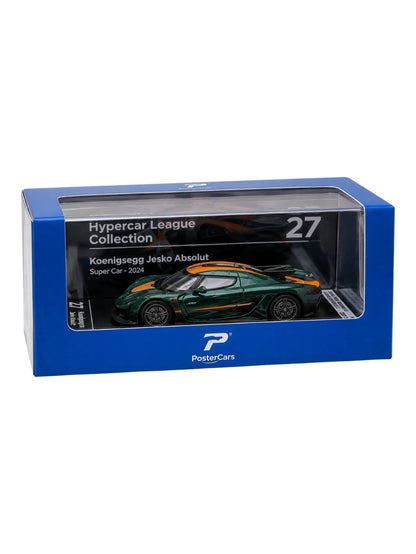 Postercars 'Koenigsegg Jesko Absolute 1:64 Scale (No.23) Hypercar Jakt Gron Diecast modal