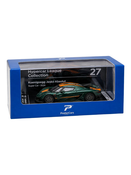 Postercars 'Koenigsegg Jesko Absolute 1:64 Scale (No.23) Hypercar Jakt Gron Diecast modal