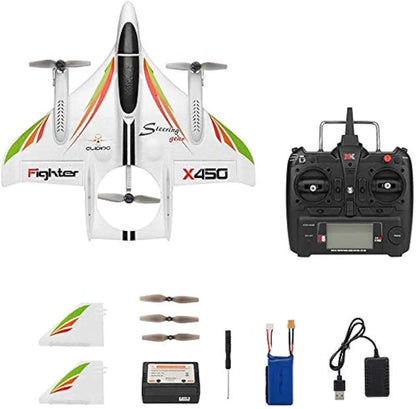 X450 Aviator Rc Airplane 2.4GHZ Radio Control Airlines Remote Control 6 Channel Brushless Motor Aircraft, Vertical Takeoff LED RC Glider Fixed Wing Plane RTF 450mm