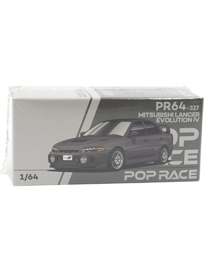 Pop Race #327 Mitsubishi Lancer Evolution IV Dark Gray 1/64 Scale