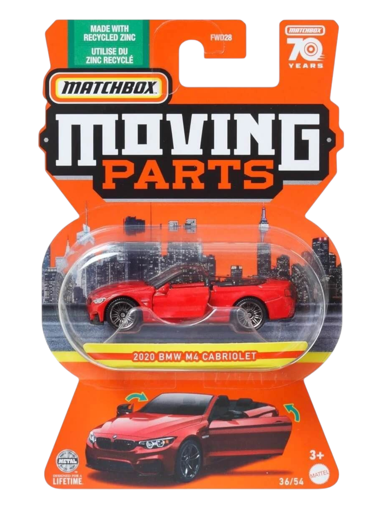 Matchbox Moving Parts 2020 BMW M4 Cabriolet 1:64 Scale