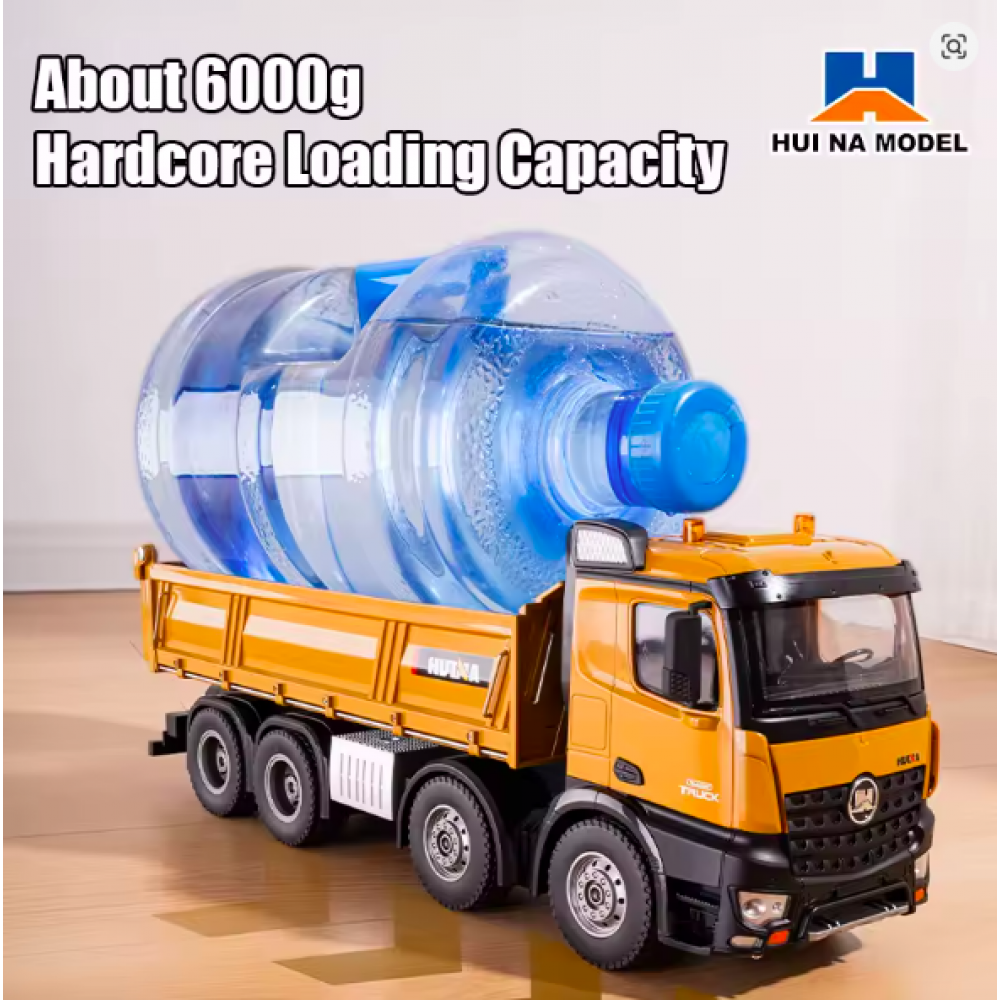 HUINA 1536 1:14 RC Alloy Dump Truck – 12 Functions Remote Control Engineering Construction Vehicle truck can easily carry up to 6000 grams (6 kg)
