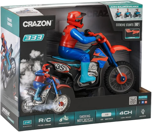 Crazon 333 RC Smoking Remote Control Motorcycle 2.4GHz 4ch Channel, LED Light, Flexible Turns High Speed With Full Spring Suspension