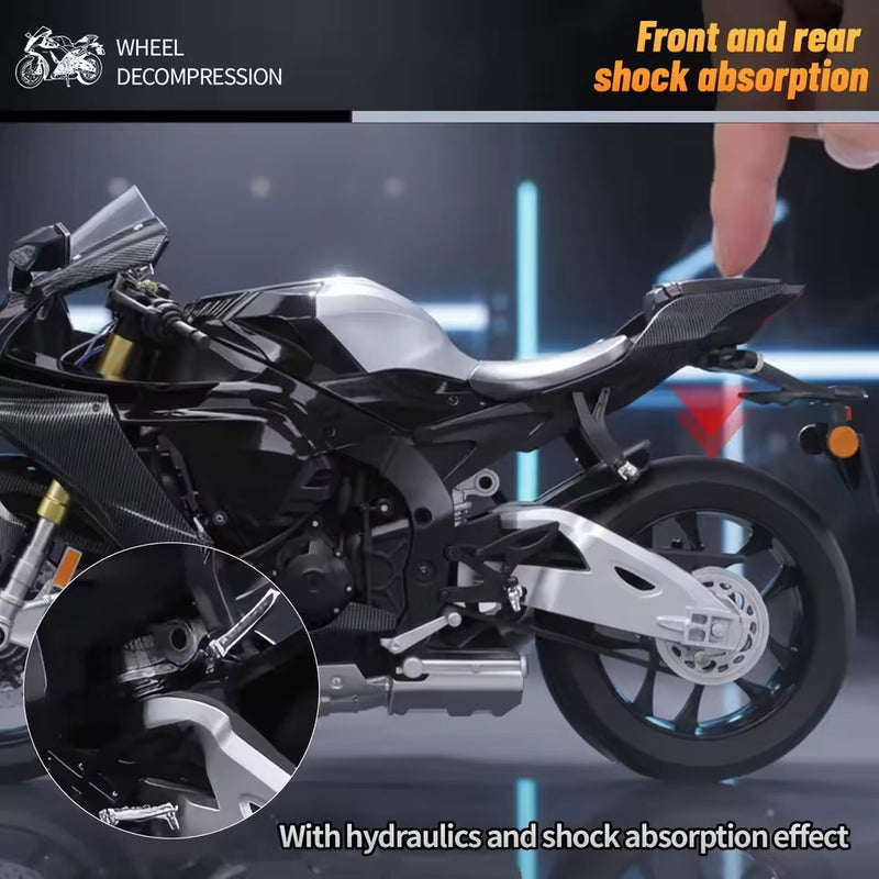 YAMAHA R1M Alloy Mode Front Wheel Bracket Rear Wheel Bracket, Charging Line Power Supply Water bottle Imported 1:6 Scale Baike