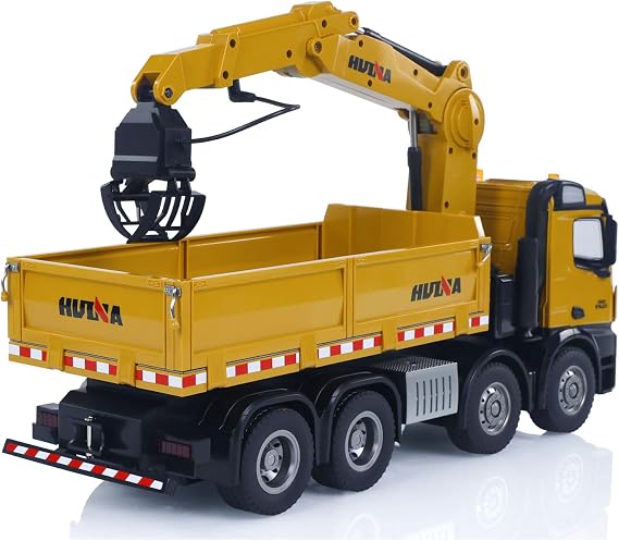 Huina Toys 1538 RC Remote Control Timber Grapple Dump Truck 26 Function 2.4Ghz Alloy Crane Grapple, Hook & Dump Bed Rechargeable battery USB Cable 1:14 Scale