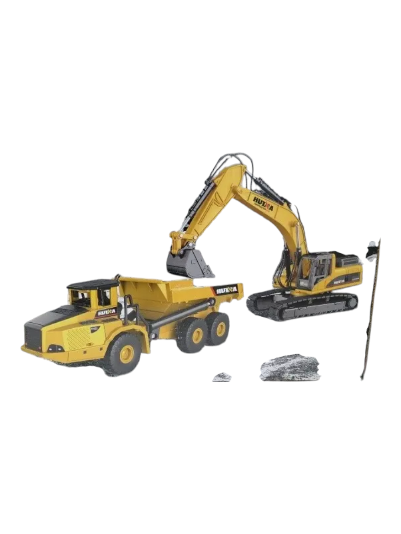 HUINA 1611 Articulated Truck & Excavator Diecast Metal 1:50 Scale