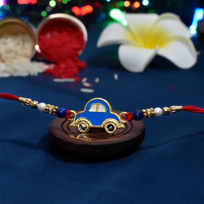 Vintage Blue Car Rakhi | Premium Designer Rakhi for Boys