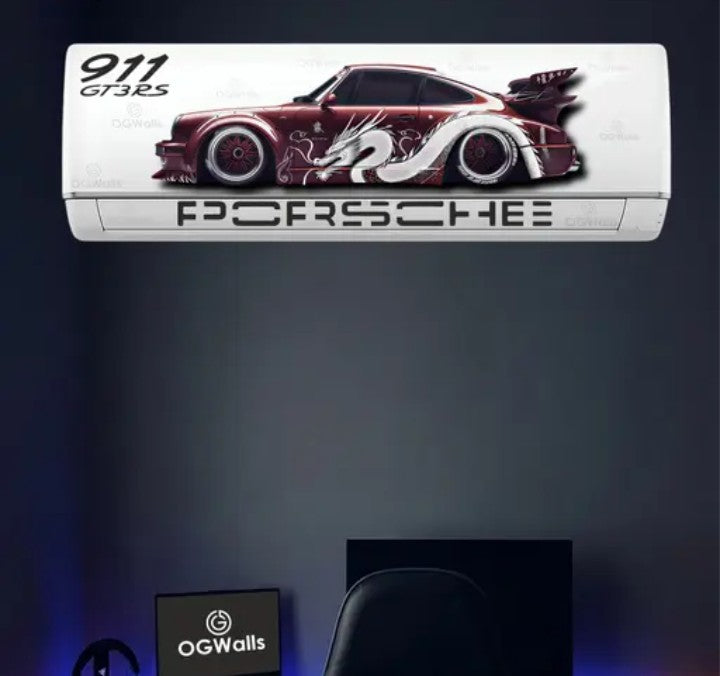 AC Sticker | Mustang, Porsche, Deadpool & Anime Designs | Multiple Designs Available | Split AC Vinyl Decal