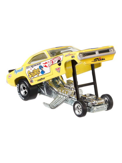 HotWheels Car Culture Team Transport 72 Plymouth Cuda Funny Car Retro Big #4 Imported 1:64 Scale (With Protector)