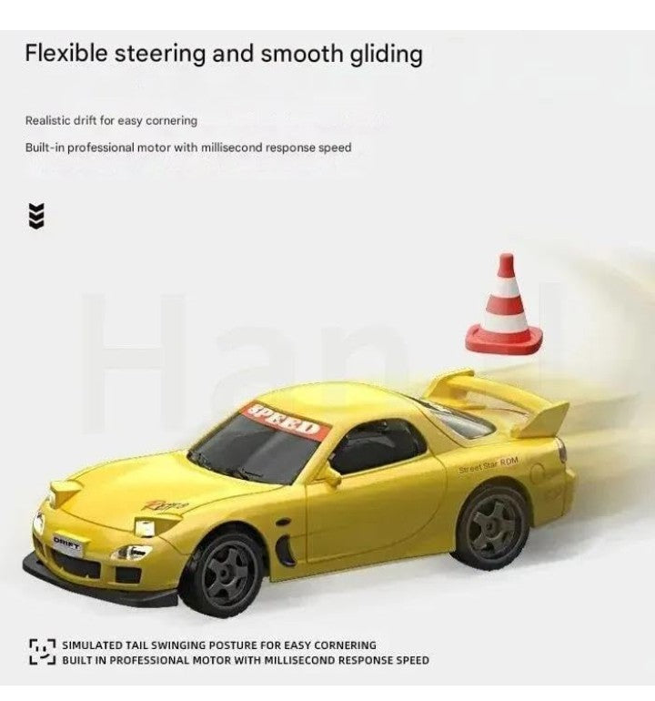 WHOOSH RC Hobby 1:43 Scale Drift Car – 25KM/H | 4WD | Gyro | Full Proportional Control | 8+