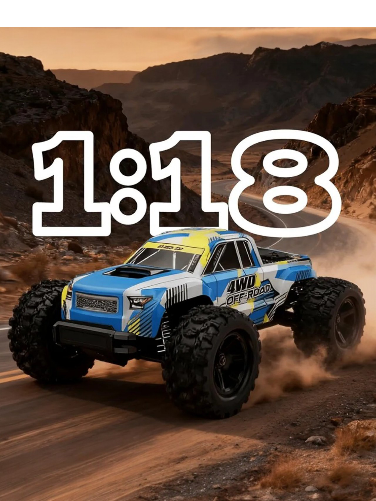 Mjx Hyper Go 18208 High Speed 4WD with 2.4 GHz Remote Control, 4X4 Waterproof Off-Road Truck with Two Rechargeable Batteries and Two car Bodies,1/18 Scale All Terrain RC Cars 35km/h