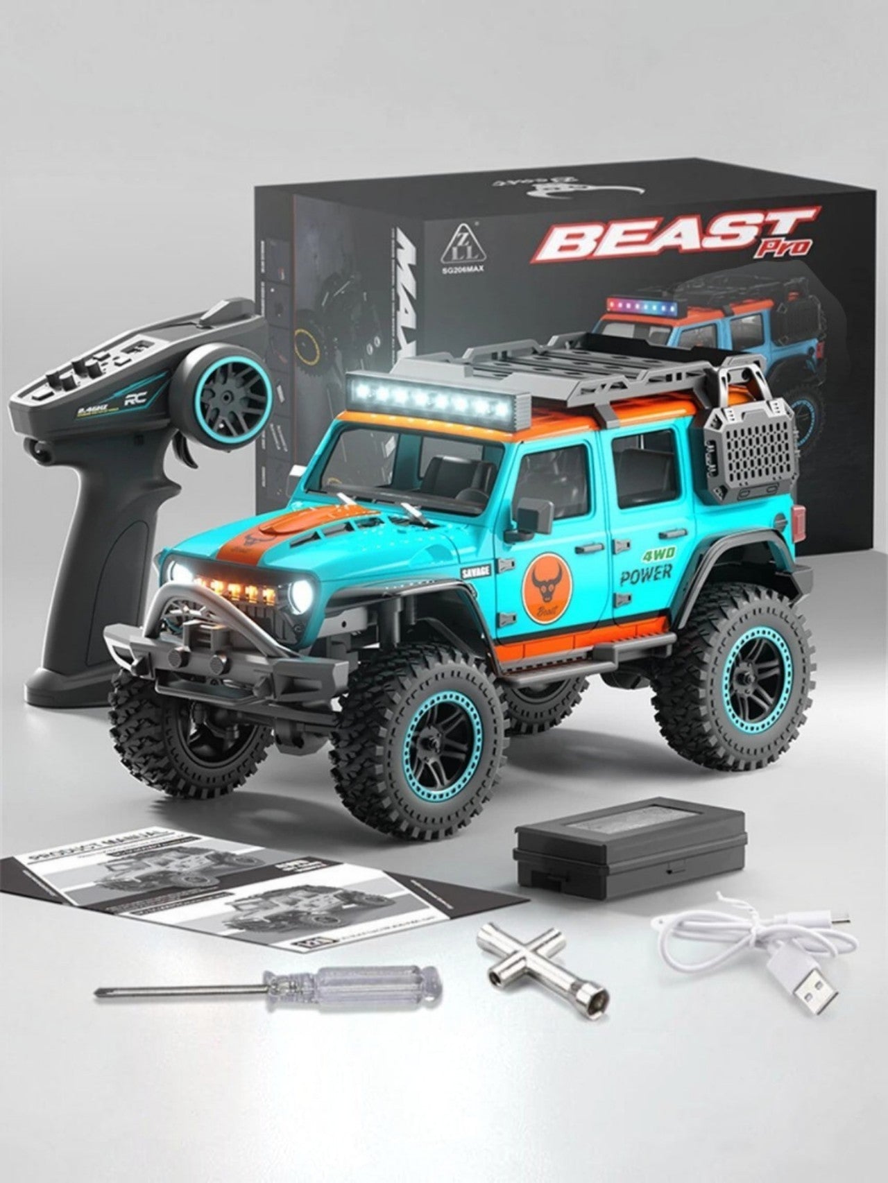 ZLL SG206 PRO/MAX RTR 1/20 2.4G 4WD Brushed/Brushless RC Car Wrangler Rock Crawler Off-Road Climbing Truck LED Lights Metal Frame Full Proportional Vehicles Models Toys