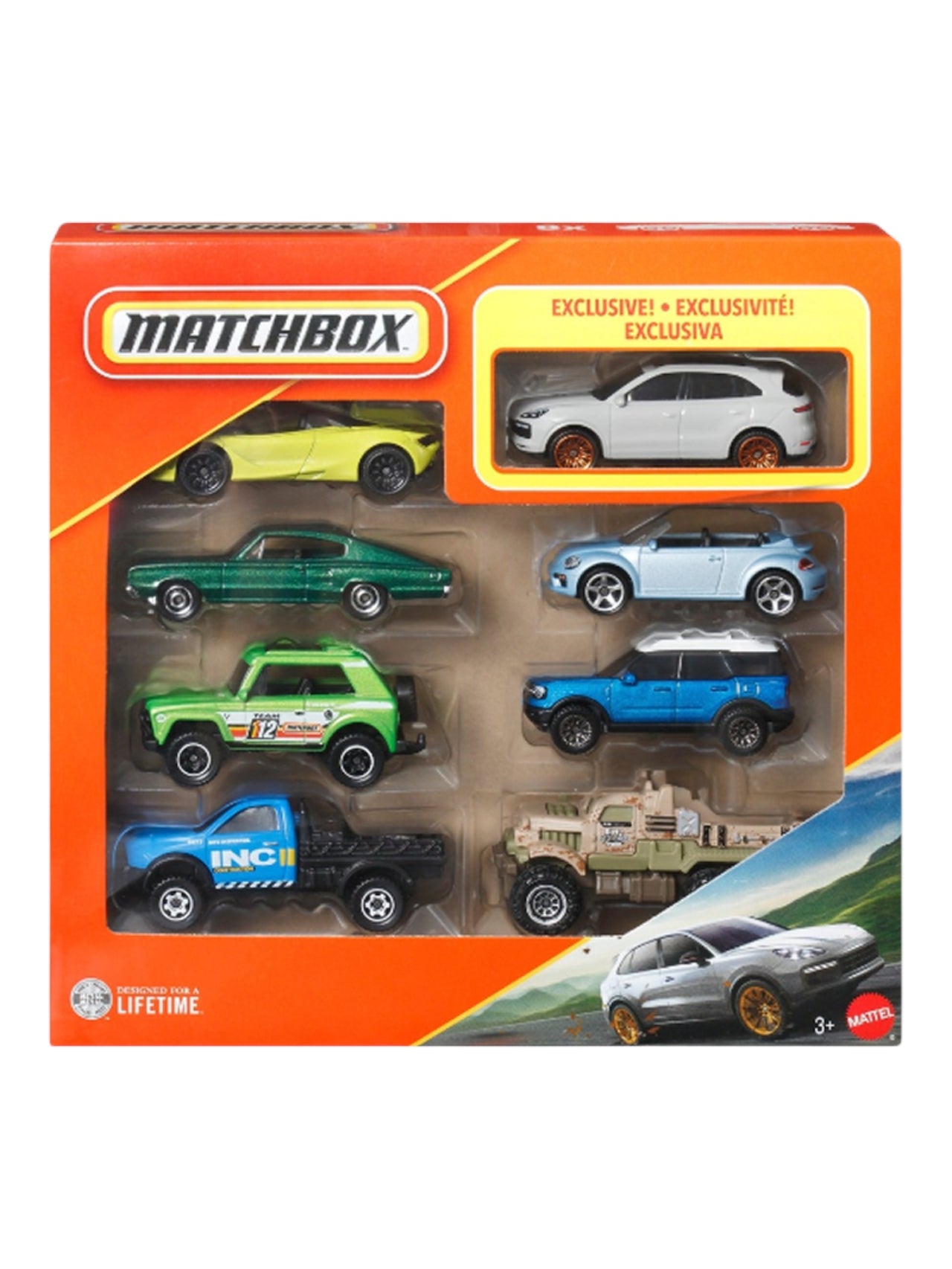 Matchbox Exclusive 8-Pack Die-Cast Cars | Gift Set with 1 Exclusive Vehicle | Realistic Miniature Cars & Trucks