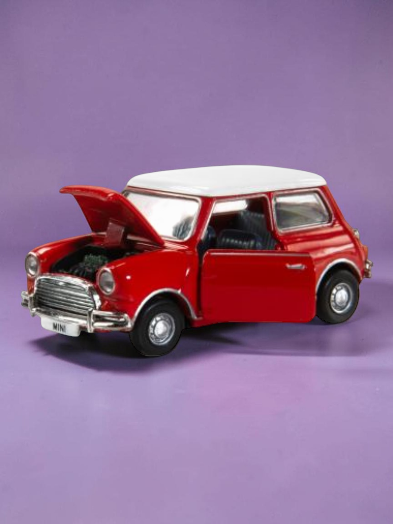 TINY PANTONE Mini Cooper Diecast Model Car – Classic Bright Red Mini | Vintage Collectible Toy with Display Box 1:50 Scale