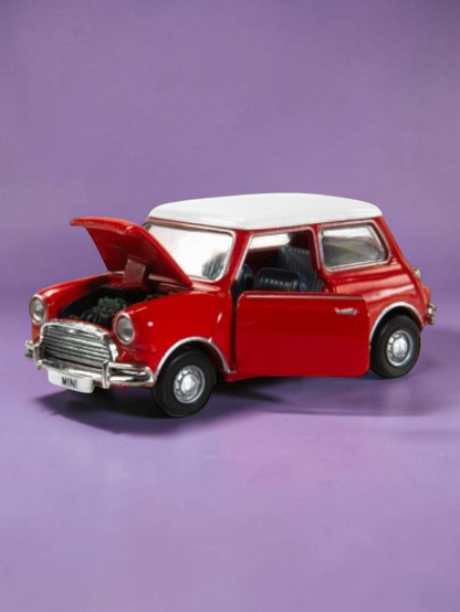 TINY PANTONE Mini Cooper Diecast Model Car – Classic Bright Red Mini | Vintage Collectible Toy with Display Box 1:50 Scale
