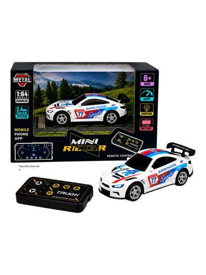 Trasped Mini RC Super Racing Car Speed Regulating Alloy Model Remote control Imported 1:64 Scale ( White )
