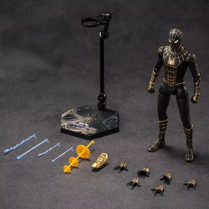 ZD TOYS Marvel Studios Spider-Man No Way Home : 1:10 Scale Spiderman BLACK & GOLD Suit Figure (Size-7 Inch)