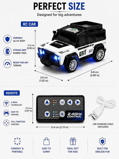 1:64 Scale Mini RC Car –Remote Control Alloy Crawler with 2.4GHz & Bluetooth Dual-Mode Control 1:64 Scale