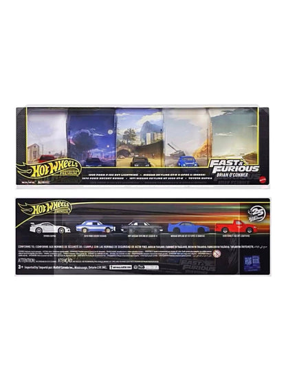 Hotwheels Premium Fast & Furious Diorama Brian O'Conner 5-Car Collector Set | 1:64 Scale Diecast