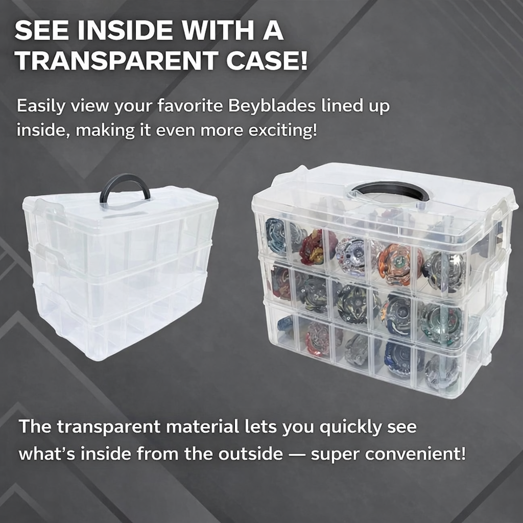 aufbewahrung beyblade Premium 3-Tier Beyblade Storage Case with Removable Dividers – Customi – Toy Collectors India