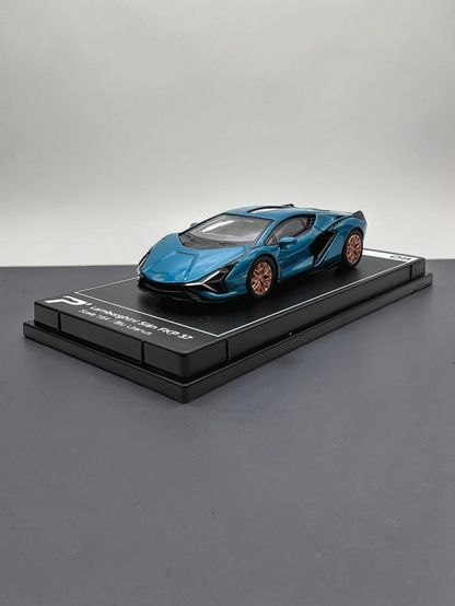Postercars Hypercar League Collection Lamborghini Sian FKP 37 1:64 Scale  / Blue Uranus No 08
