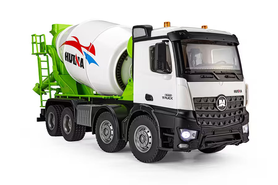 Huina Toys 1537 Concrete Mixer Truck 12 Function 2.4GHz Remote control (RC) Construction Vehicle with Rotating Drum, LED Lights & Rechargeable Battery 1:14 Scale