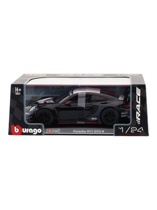 Porsche 911 GT3 R black with Acrylic Case 1:24 Bburago Licensed Diecast Model Car | Motorsport Collectible