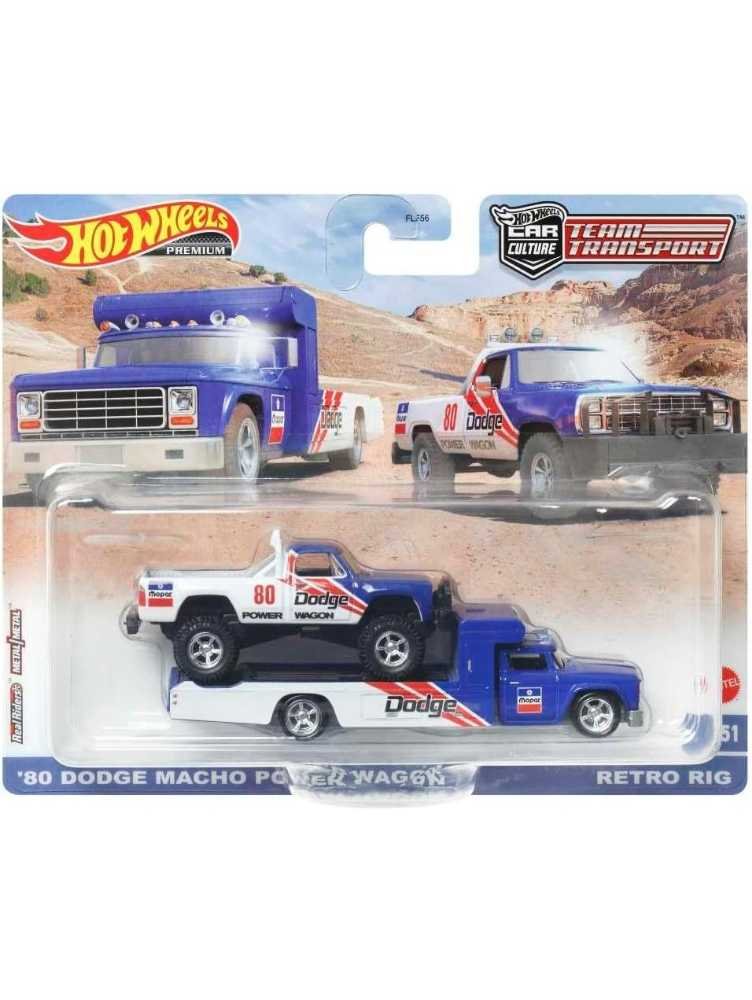 HotWheels Team Transport 80 Dodge Macho Power Wagon Retro Rig Imported 1:64 Scale