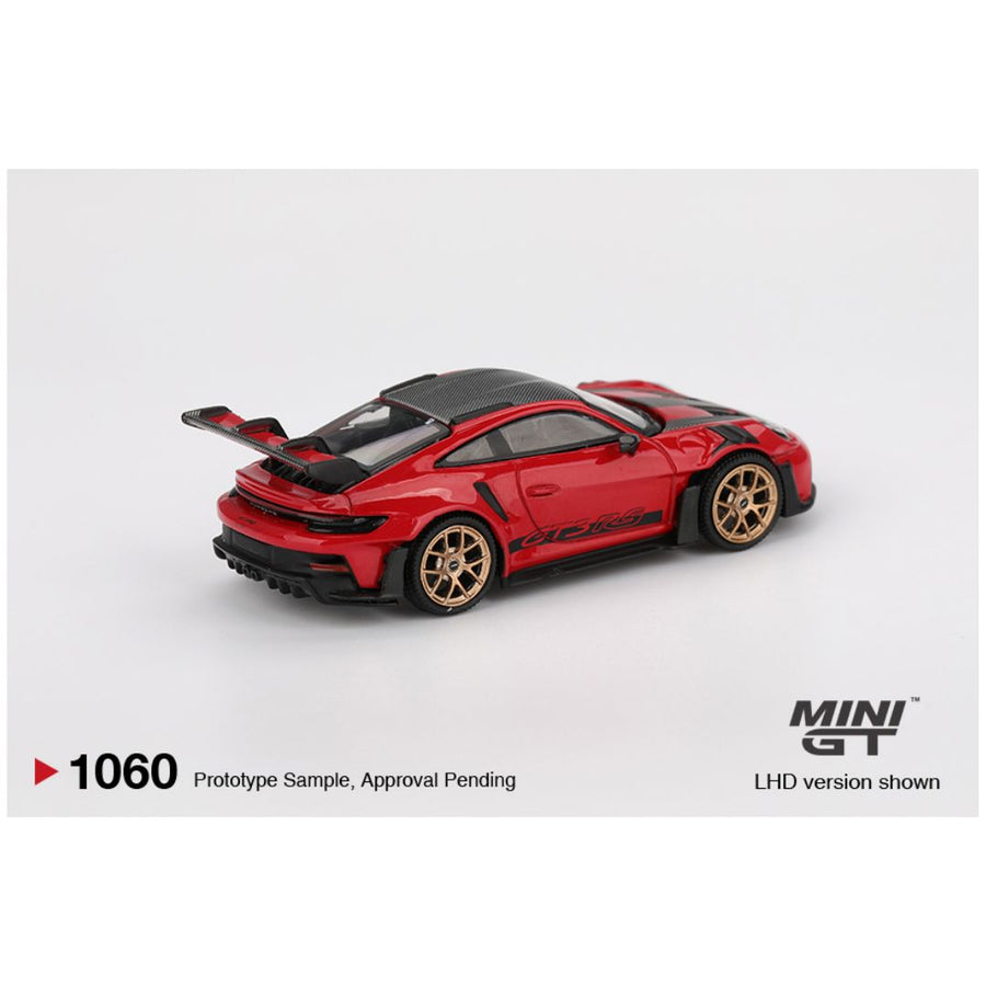 Mini GT #1060: Porsche 911 (992) GT3 RS Weissach Package Guards Red 1:64 Scale