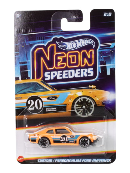 Hotwheels Mainline "Custom / Personnalise Ford Maverick" – Neon Speeders |Card Art  1:64 Scale Diecast Model Car