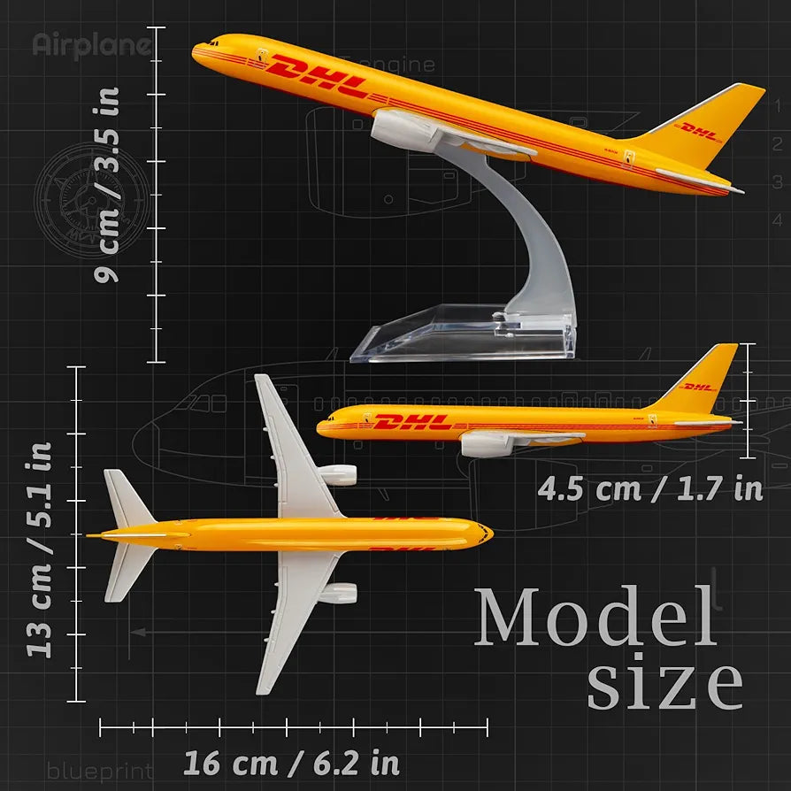 Aircraft Model DHL-757 Passenger Aircraft ( code-132 ) Diecast matel 16cm'Scale With Display Stand