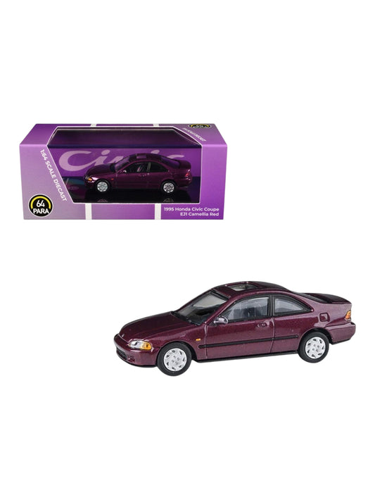 Para64 1985 Honda civic coupe eji camellia red 1:64 Scale