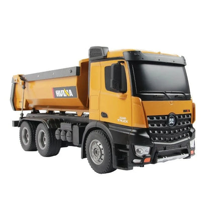 Huina Toys 1573 RC Dump Loader Truck 14 Function upgrade With 10kg Load Capacity LED Light 2.4GHz 10-channel remote controller 1:14 Scale Rechargeable Battery Included – 7.2V Remote control
