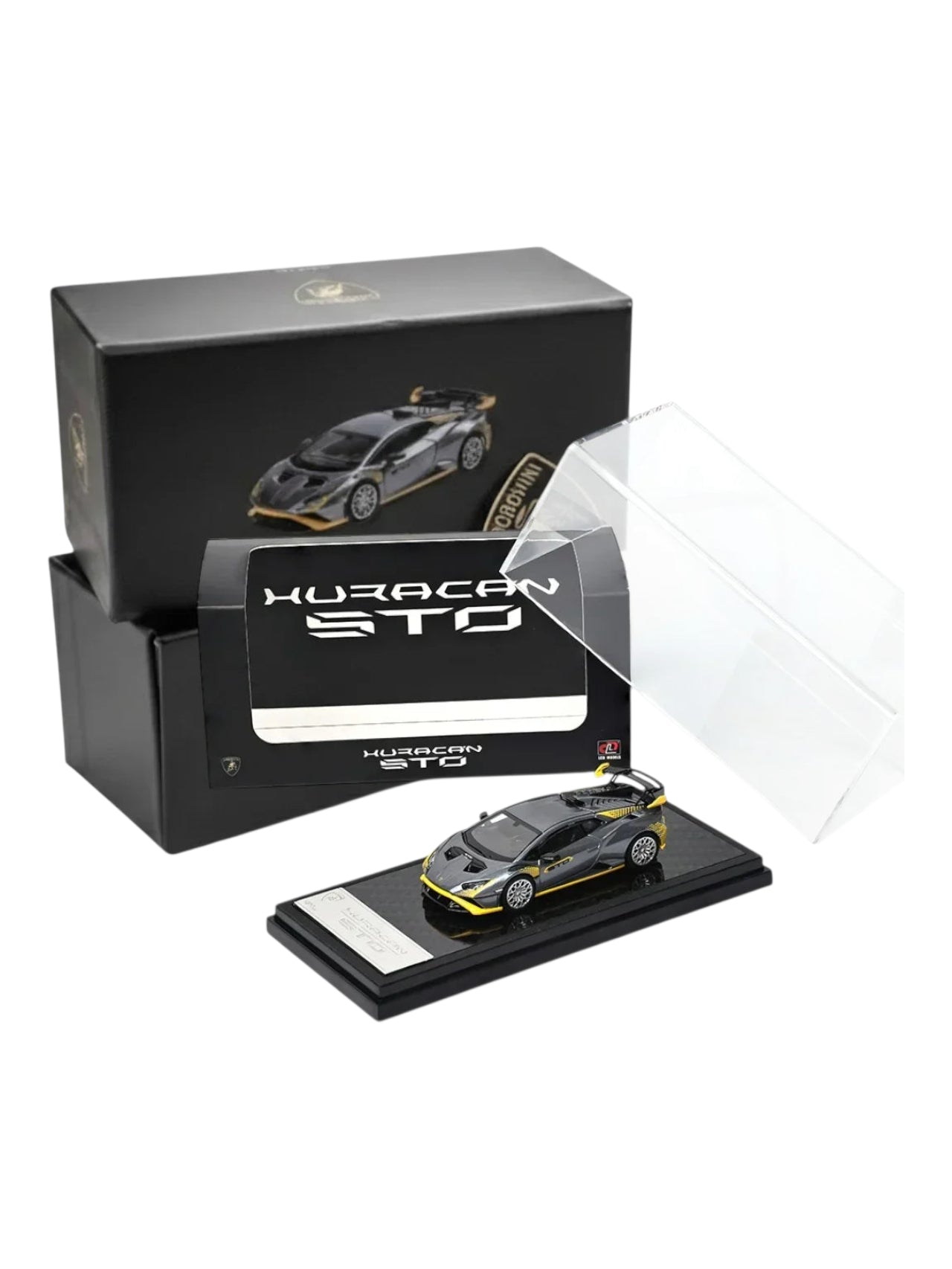 LCD Models Lamborghini Huracán STO Die-Cast Model Car | Silver with Yellow Accents Imported 1:64 Scale  Premium