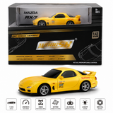 WHOOSH 1:43 Scale Mazda RX-7 Spirit R RC Drift Car – 2.4GHz Remote Control, 4WD, Gyro Stability, 20KM/H High Speed, LED Lights & Metal Bearings