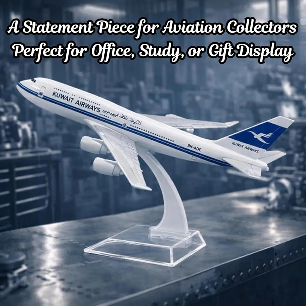 Aircraft Model Western Era Kuwait Airways B747 1:300 Scale Model | 16cm Metal  Airplane (Code 129)