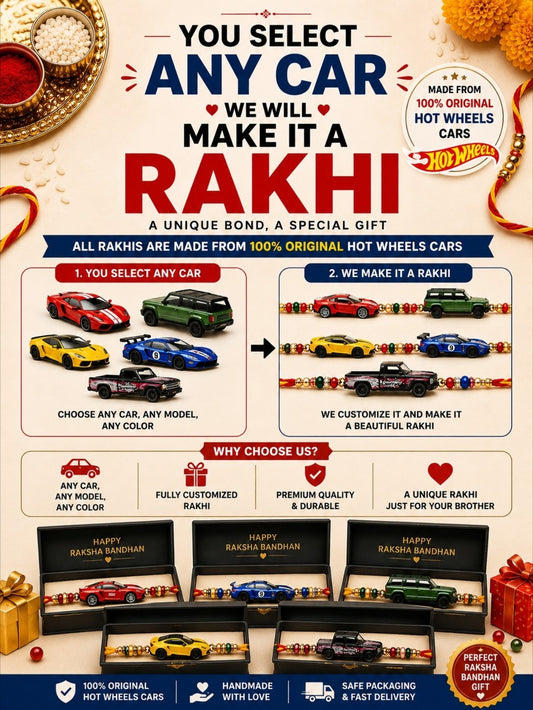 Hotwheels Original Car Rakhi – Choose Any Car & Get It Customized as a Rakhi | Raksha Bandhan Gift for Brother
